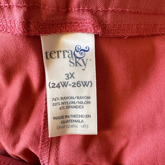 Terra & Sky Womens Pull On Stretchy Casual Dress Trouser Pant Coral 3X Office - Picture 4 of 11